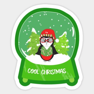 COOL Christmas Penguin Snowglobe Sticker